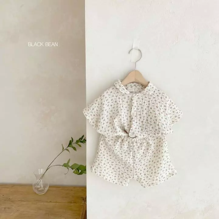Black Bean - Korean Children Fashion - #childrensboutique - Flower Leaf Top Bottom Set - 6