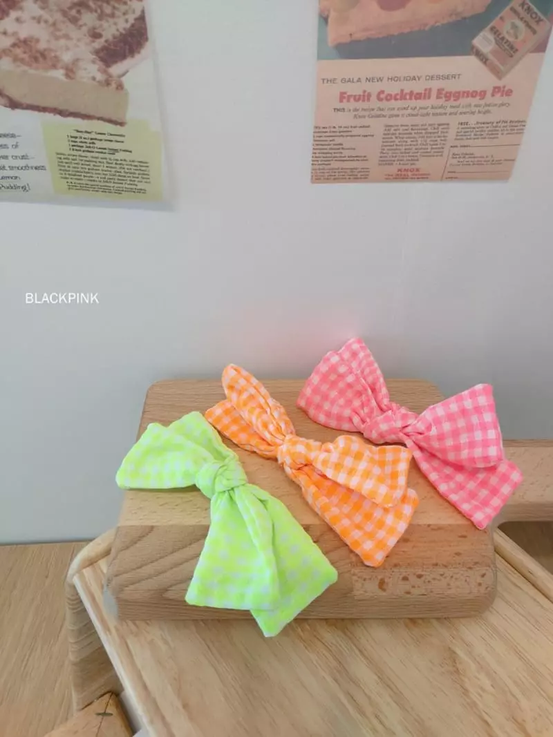 Black Pink - Korean Children Fashion - #Kfashion4kids - Neon Check Hairpin