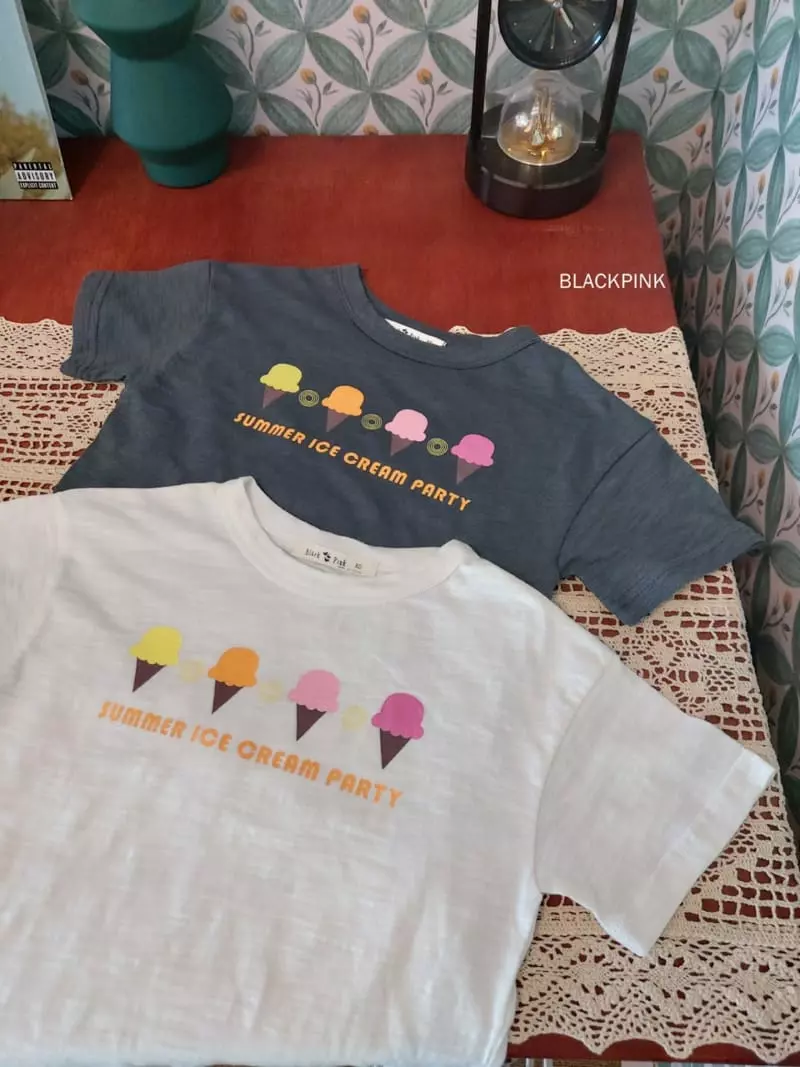 Black Pink - Korean Children Fashion - #childofig - Icecream Slub Tee - 2