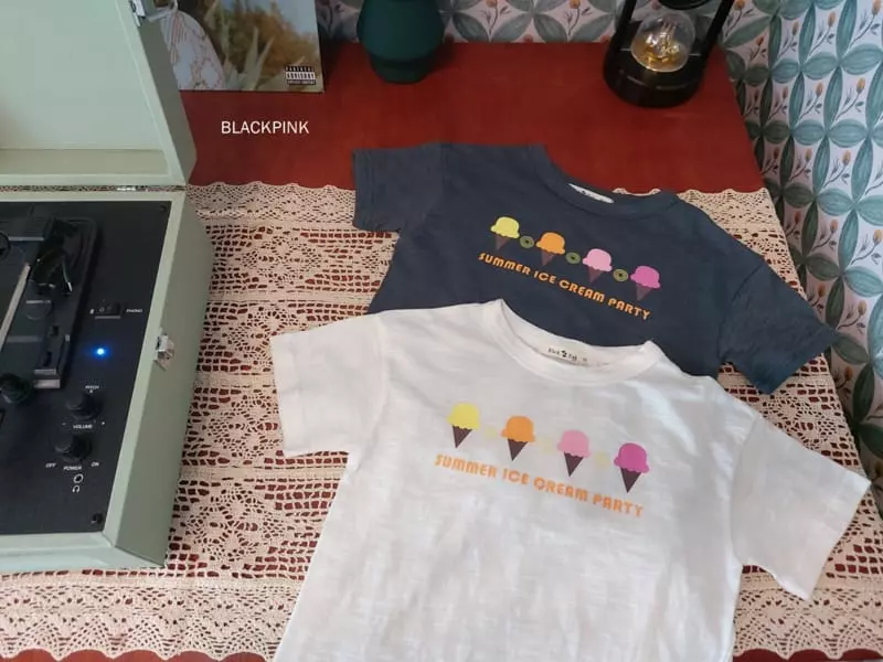 Black Pink - Korean Children Fashion - #childofig - Icecream Slub Tee - 3