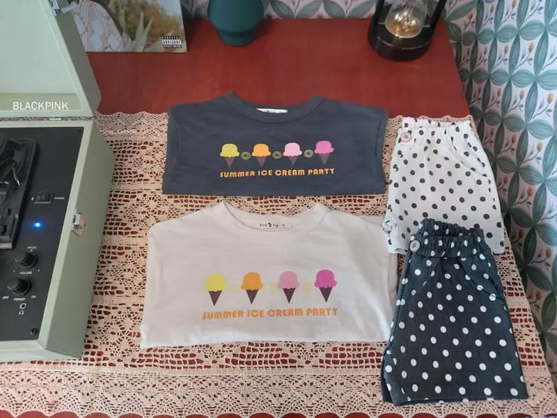 Black Pink - Korean Children Fashion - #designkidswear - Icecream Slub Tee - 5