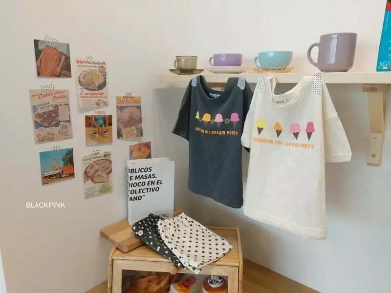Black Pink - Korean Children Fashion - #discoveringself - Icecream Slub Tee - 6