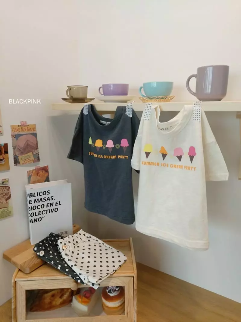 Black Pink - Korean Children Fashion - #fashionkids - Icecream Slub Tee - 7