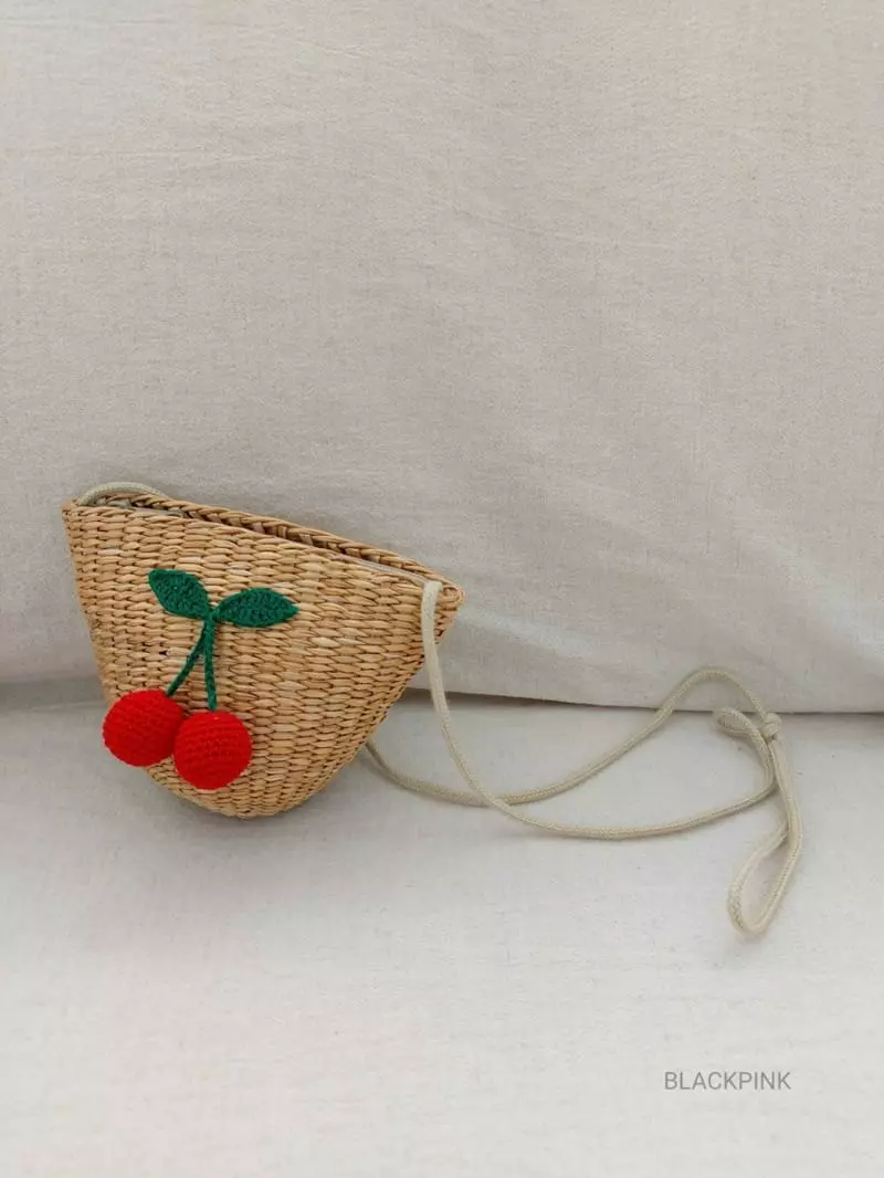 Black Pink - Korean Children Fashion - #kidsshorts - Red Cherry Straw Bag - 2