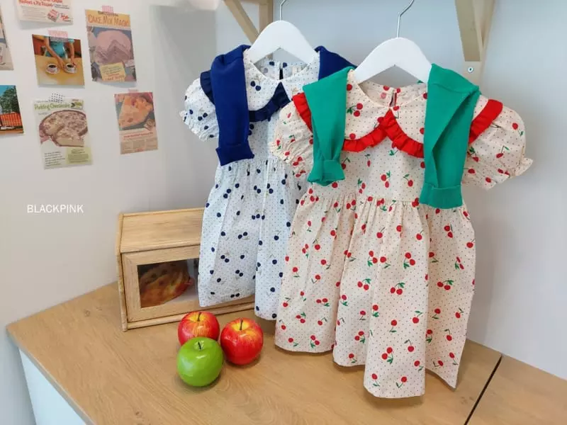 Black Pink - Korean Children Fashion - #kidzfashiontrend - Dot Cherry One-piece - 3