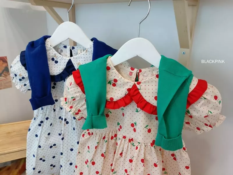 Black Pink - Korean Children Fashion - #littlefashionista - Dot Cherry One-piece - 5