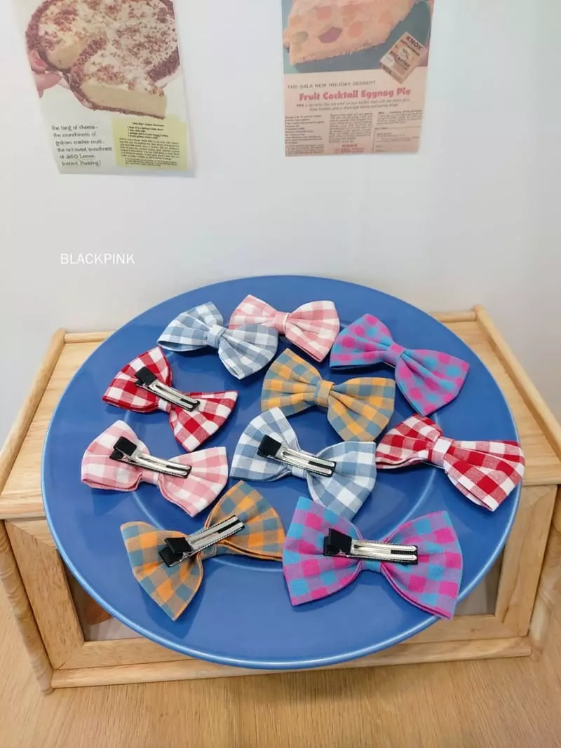 Black Pink - Korean Children Fashion - #Kfashion4kids - Check Ribbon Hairpin - 4
