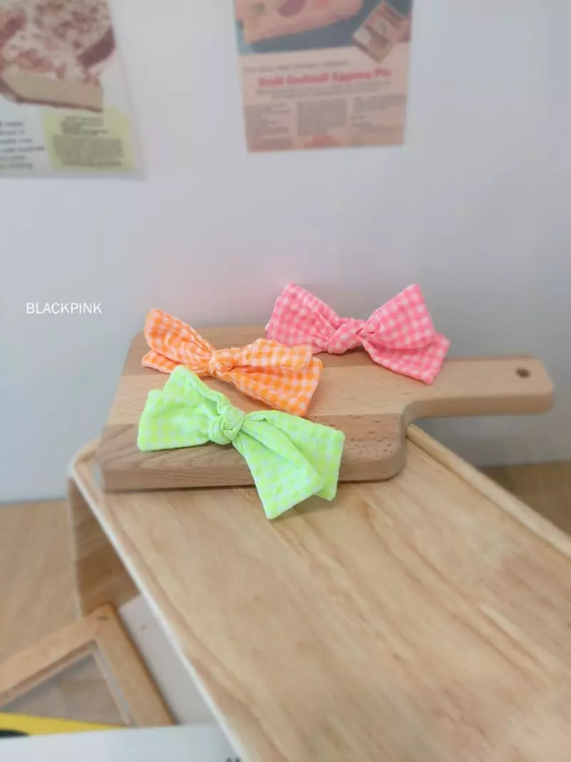 Black Pink - Korean Children Fashion - #magicofchildhood - Neon Check Hairpin - 3