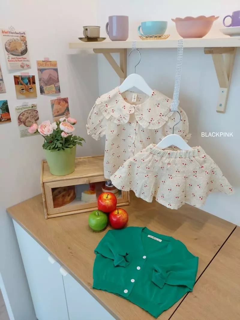 Black Pink - Korean Children Fashion - #magicofchildhood - Cherry Top Bottom Set - 8