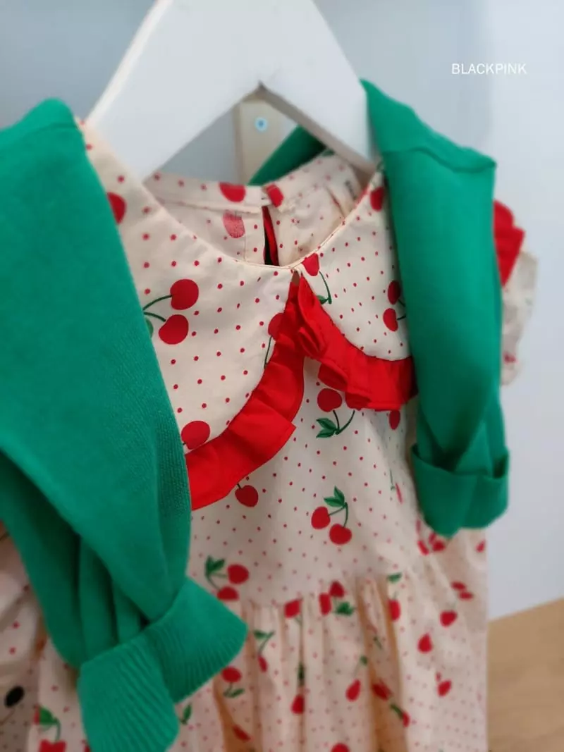 Black Pink - Korean Children Fashion - #magicofchildhood - Dot Cherry One-piece - 6