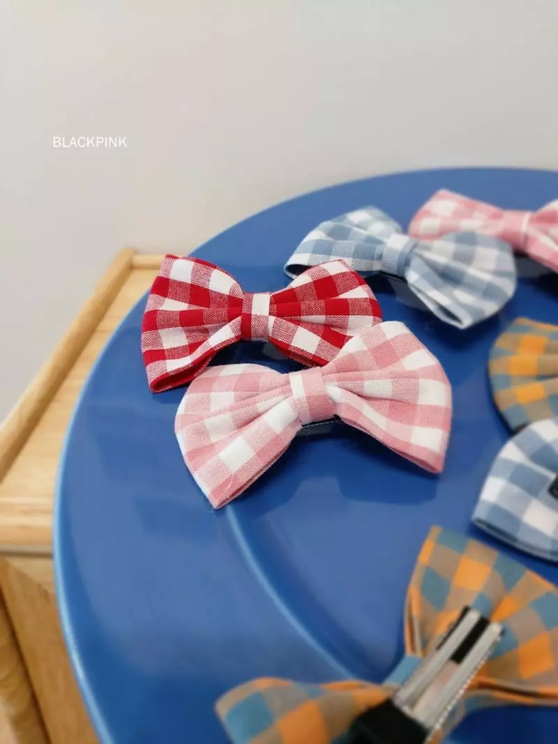 Black Pink - Korean Children Fashion - #magicofchildhood - Check Ribbon Hairpin - 5