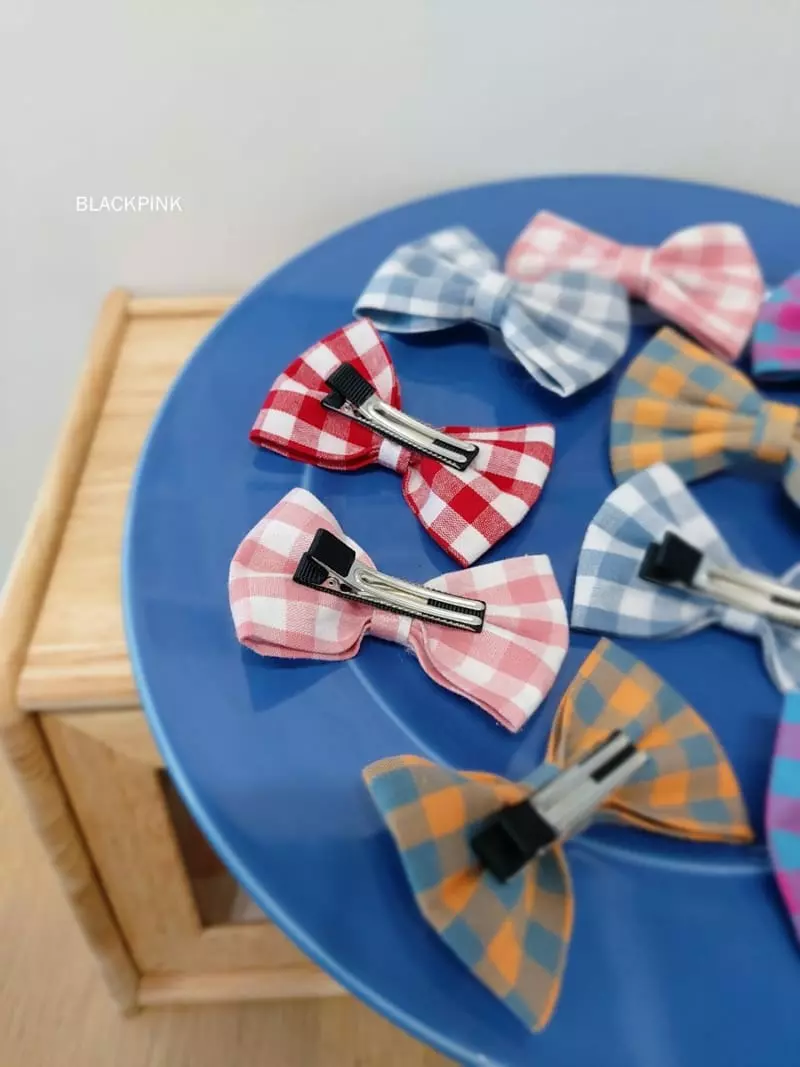 Black Pink - Korean Children Fashion - #minifashionista - Check Ribbon Hairpin - 6