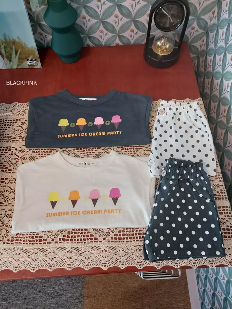 Black Pink - Korean Children Fashion - #prettylittlegirls - Icecream Slub Tee