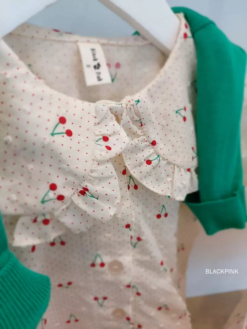 Black Pink - Korean Children Fashion - #prettylittlegirls - Cherry Top Bottom Set - 10