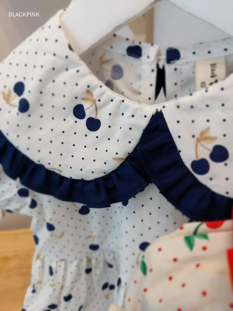 Black Pink - Korean Children Fashion - #stylishchildhood - Dot Cherry One-piece - 11