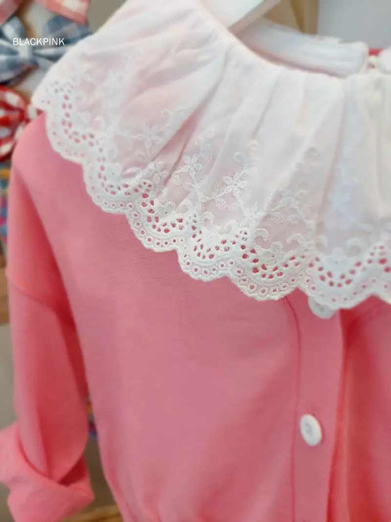 Black Pink - Korean Children Fashion - #todddlerfashion - Lace Frill Short Sleeves Blouse - 7