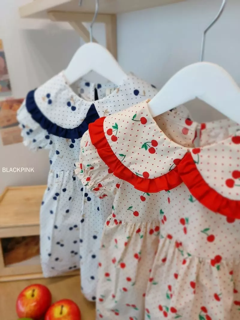 Black Pink - Korean Children Fashion - #toddlerclothing - Dot Cherry One-piece - 10
