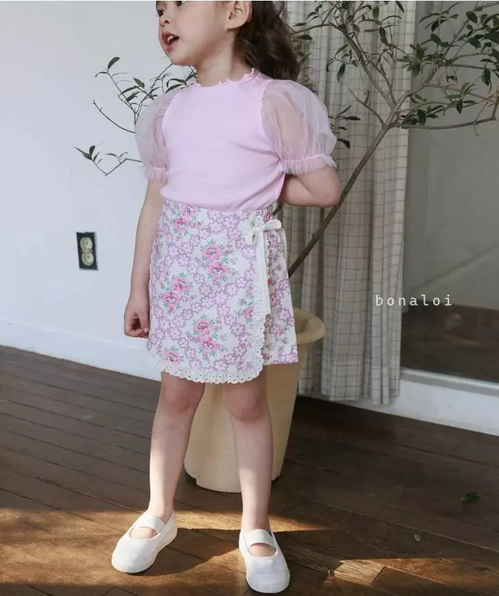 Bonaloi - Korean Children Fashion - #stylishchildhood - Lace Wrap Skrit Pants