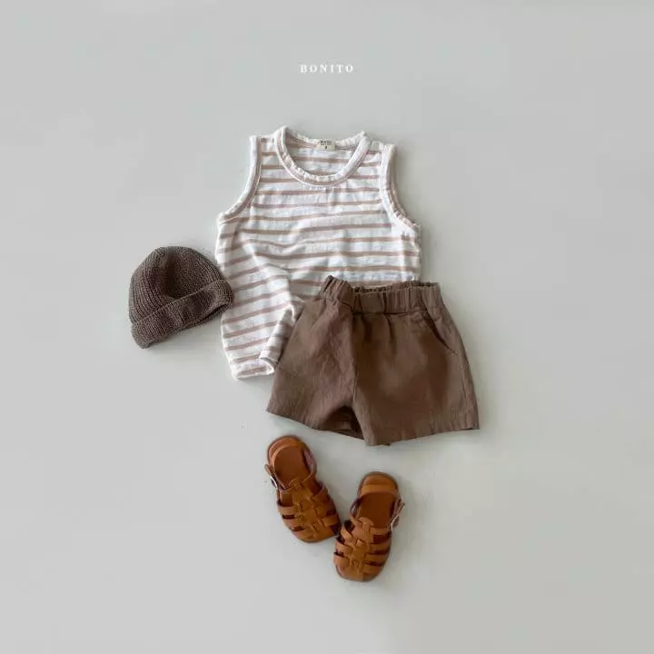 Bonito - Korean Baby Fashion - #babygirlfashion - Bebe Stripes Piping Sleeveless - 4