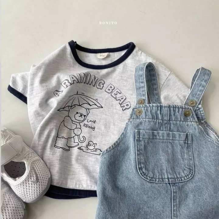 Bonito - Korean Baby Fashion - #babylifestyle - Bebe Rain Bear Piping Tee - 10