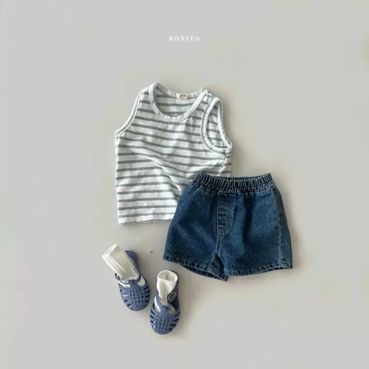 Bonito - Korean Baby Fashion - #babyoninstagram - Bebe Stripes Piping Sleeveless - 5