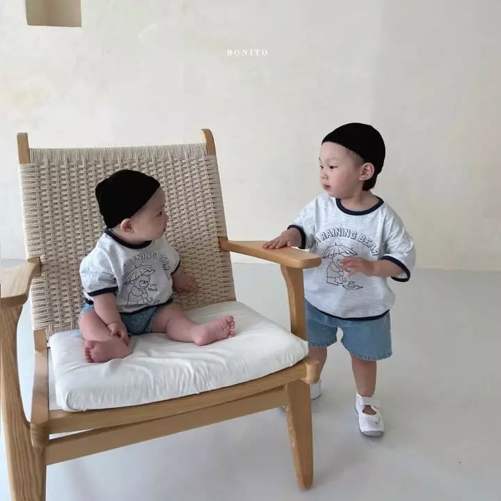Bonito - Korean Baby Fashion - #babyoninstagram - Bebe Rain Bear Piping Tee - 11