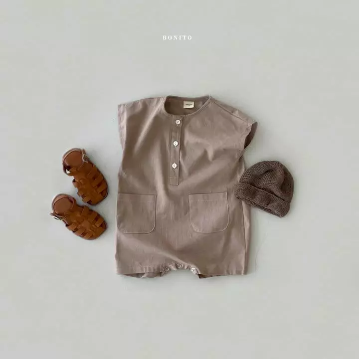 Bonito - Korean Baby Fashion - #babyootd - Bebe Linen Danjak Bodysuit - 2