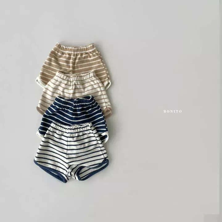 Bonito - Korean Baby Fashion - #onlinebabyboutique - Bebe Stripes Terry Shorts