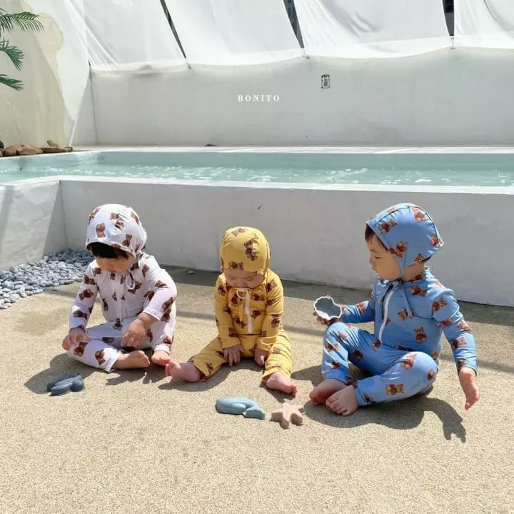 Bonito - Korean Children Fashion - #Kfashion4kids - Bear Rashguard Swimwear with Hat - 10