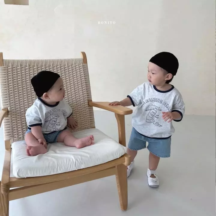 Bonito - Korean Children Fashion - #Kfashion4kids - Kid Rain Bear Piping Tee - 12