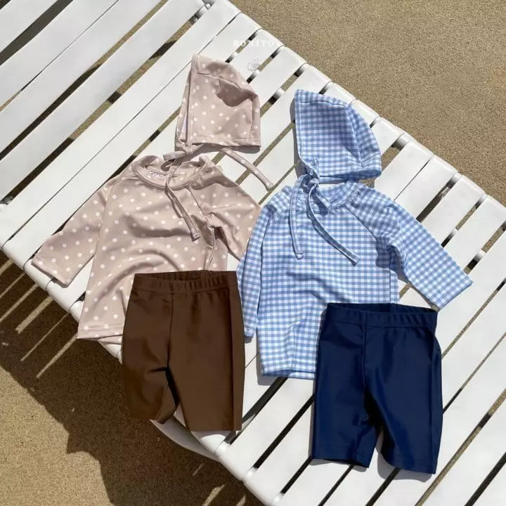 Bonito - Korean Children Fashion - #childofig - Rashguard Top Bottom Swimwear with Hat