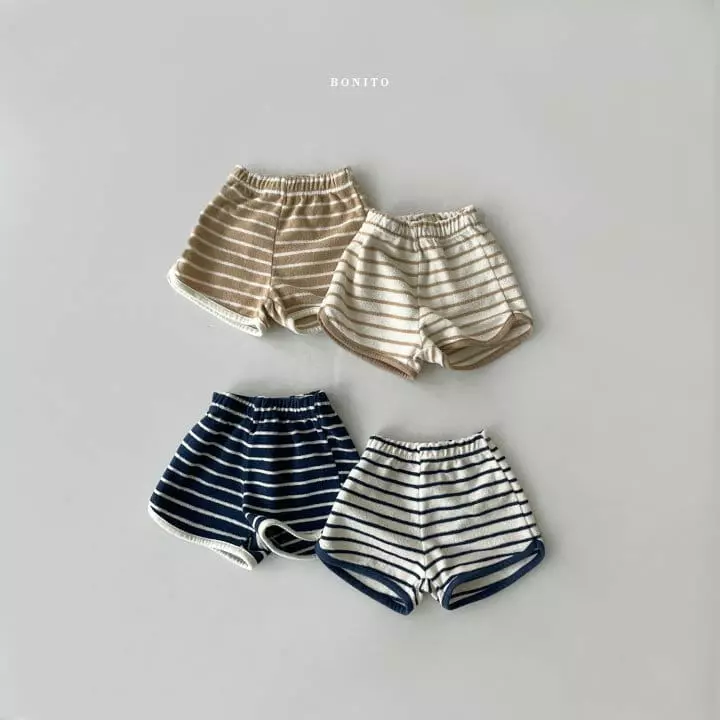 Bonito - Korean Children Fashion - #childofig - Kid Stripes Terry Shorts - 2