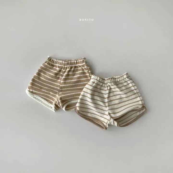 Bonito - Korean Children Fashion - #childofig - Kid Stripes Terry Shorts - 4