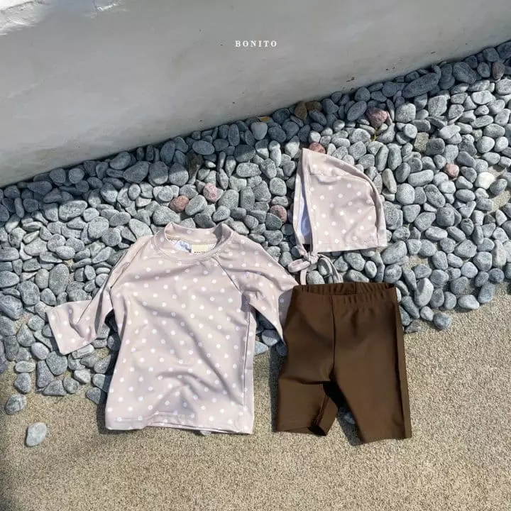 Bonito - Korean Children Fashion - #designkidswear - Rashguard Top Bottom Swimwear with Hat - 3