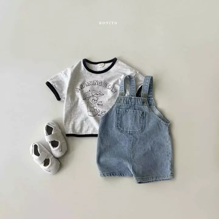 Bonito - Korean Children Fashion - #kidsshorts - Kid Rain Bear Piping Tee - 9