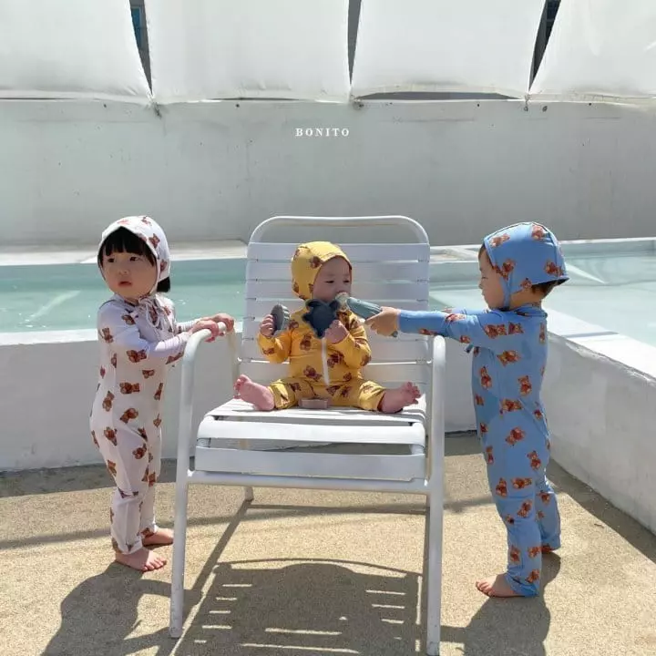 Bonito - Korean Children Fashion - #littlefashionista - Bear Rashguard Swimwear with Hat - 11