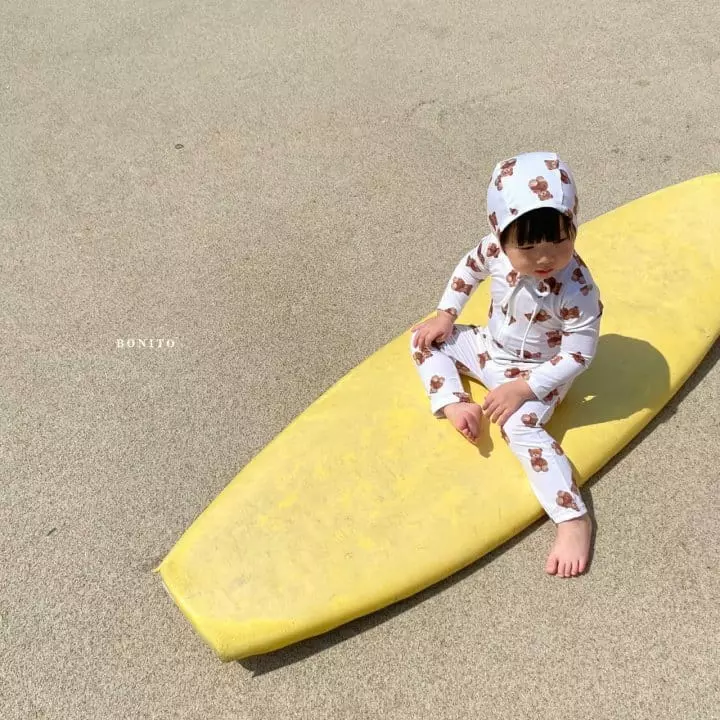 Bonito - Korean Children Fashion - #magicofchildhood - Bear Rashguard Swimwear with Hat - 12