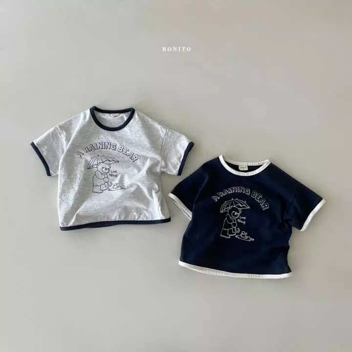 Bonito - Korean Children Fashion - #stylishchildhood - Kid Rain Bear Piping Tee - 3