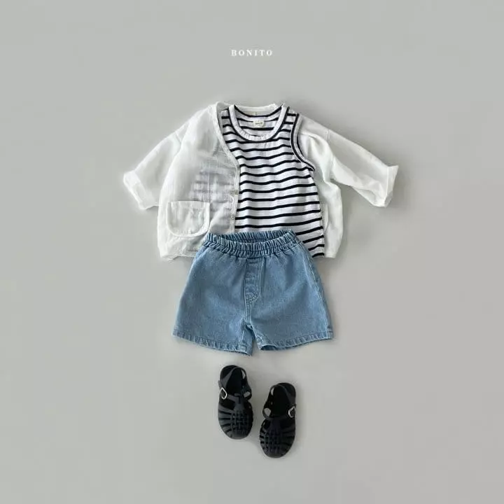 Bonito - Korean Children Fashion - #todddlerfashion - Kid Stripes Piping Sleeveless - 10
