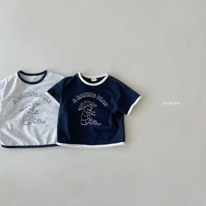 Bonito - Korean Children Fashion - #toddlerclothing - Kid Rain Bear Piping Tee - 2