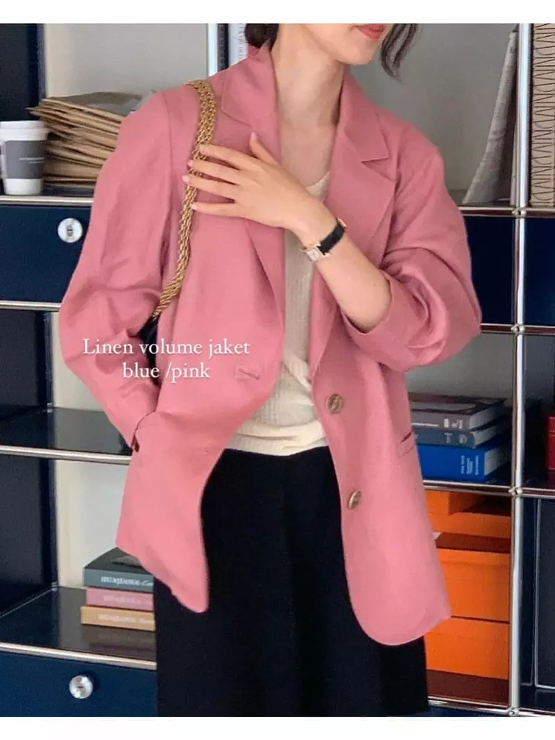 Bowen - Korean Women Fashion - #romanticstyle - Linen Jacket - 5