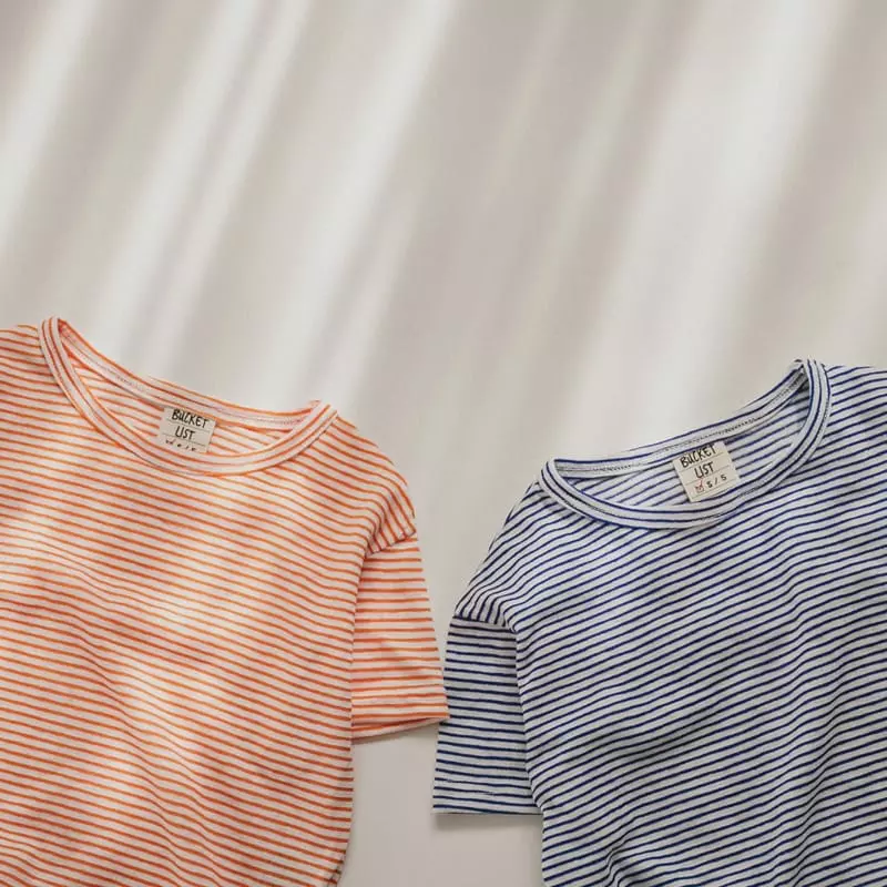 Bucket List - Korean Children Fashion - #kidsshorts - Ade Stripes Tee - 4