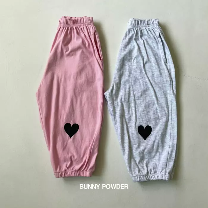 Bunny Powder - Korean Children Fashion - #kidsshorts - Heart Jogger Pants - 3