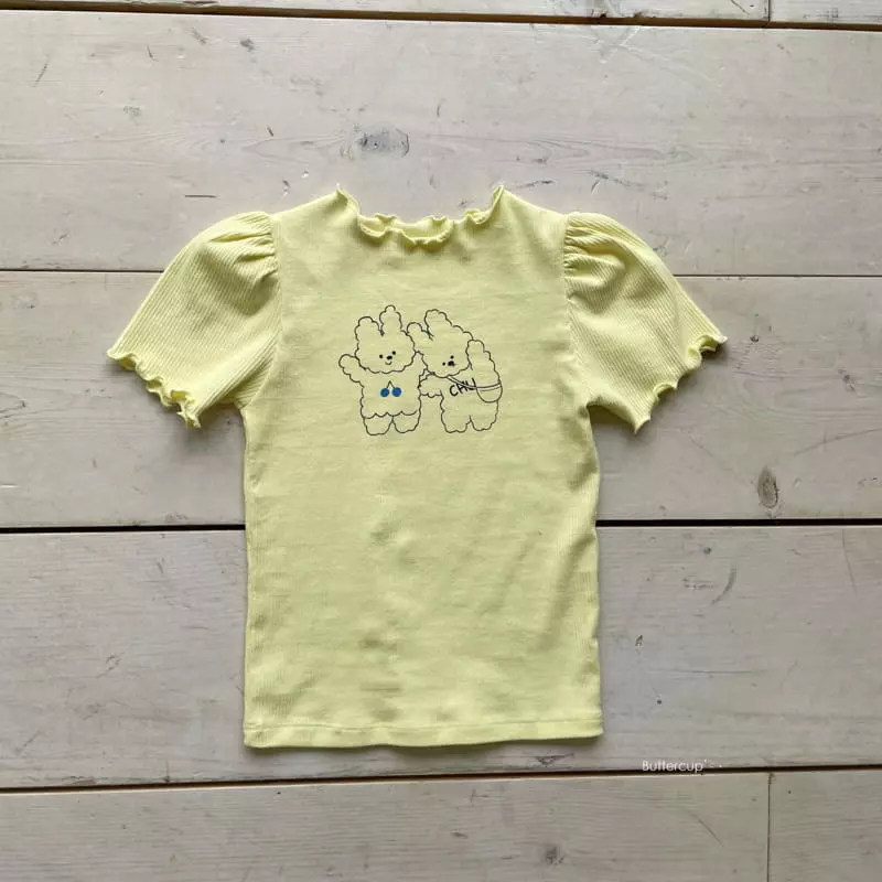 Buttercup - Korean Children Fashion - #littlefashionista - Cherry Rabbit Rib Short Sleeves Tee - 2