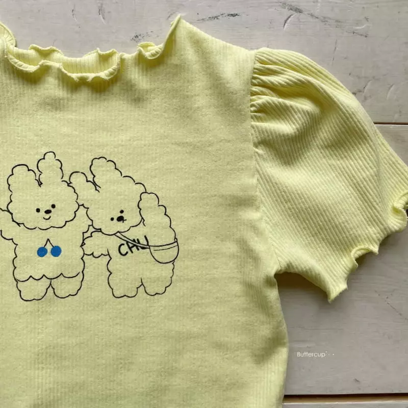 Buttercup - Korean Children Fashion - #magicofchildhood - Cherry Rabbit Rib Short Sleeves Tee - 4