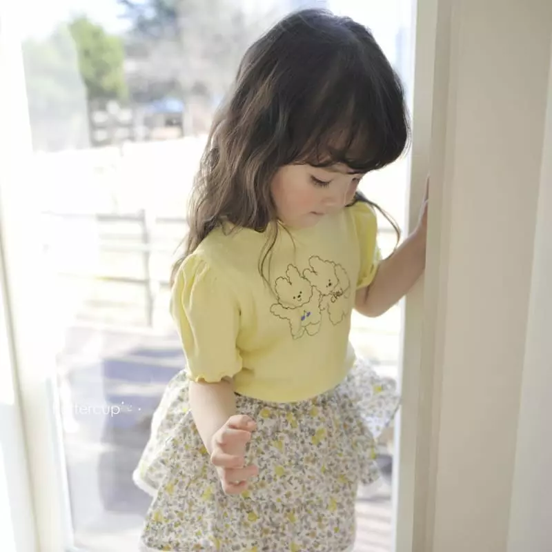 Buttercup - Korean Children Fashion - #todddlerfashion - Cherry Rabbit Rib Short Sleeves Tee - 6