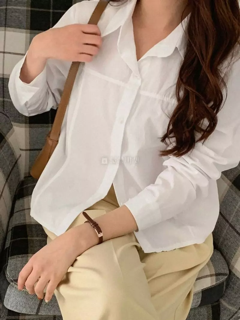 Chemi - Korean Women Fashion - #momslook - Notin Bio Crop Simple Shirt