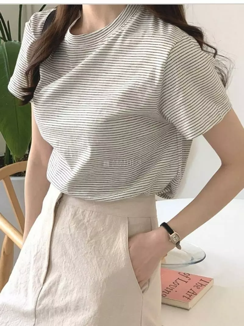 Chemi - Korean Women Fashion - #momslook - Snup Stripes Tee