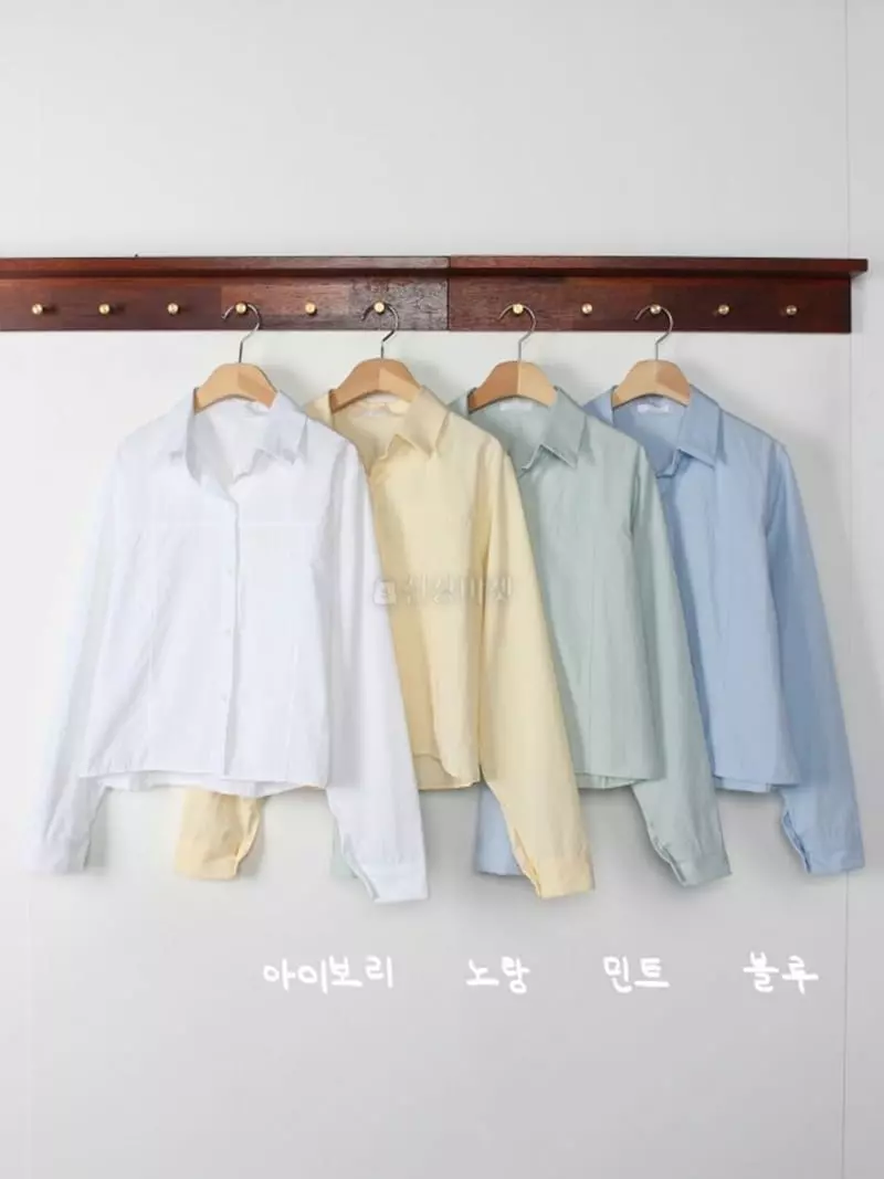 Chemi - Korean Women Fashion - #vintageinspired - Notin Bio Crop Simple Shirt - 4