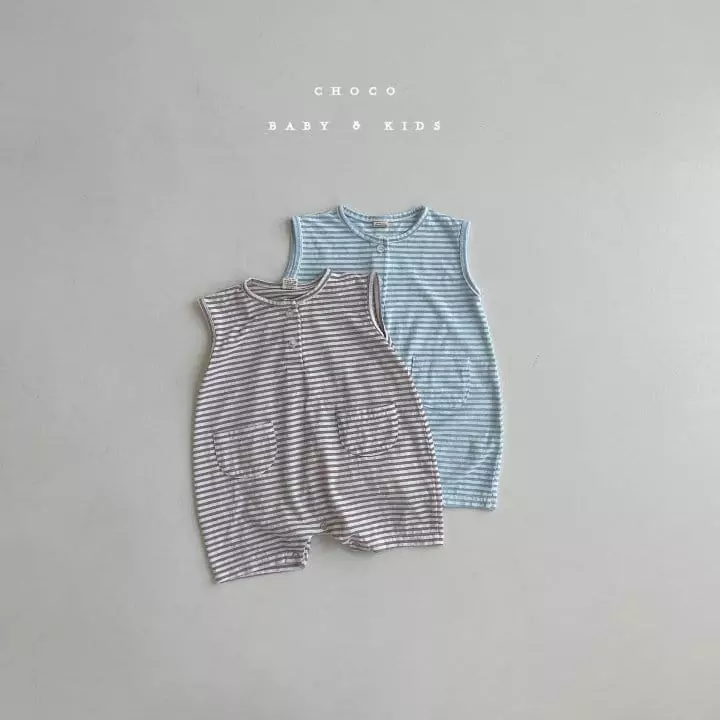 Choco bebe - Korean Baby Fashion - #babyoutfit - Stripes Pocket Bodysuit